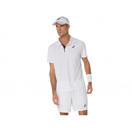 Asics court polo 2041A340-100 white mens tennis shirt