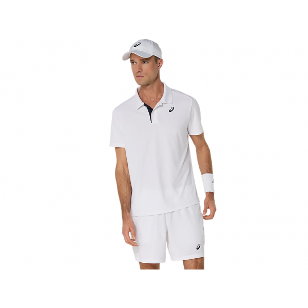 Asics court polo 2041A340-100 white mens tennis shirt